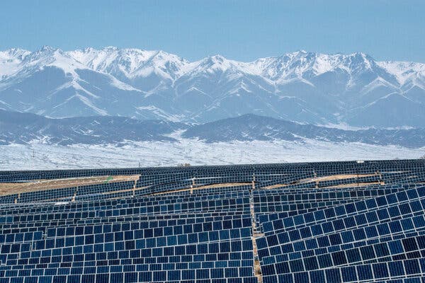 A solar farm near Wenquan, in the Xinjiang region of China.